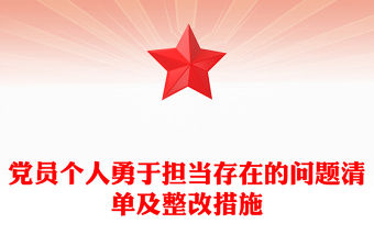 黨員個人勇于擔當存在的問題清單及整改措施
