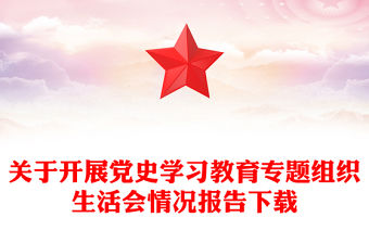 關于開展黨史學習教育專題組織生活會情況報告下載