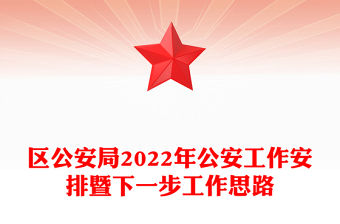 區(qū)公安局2022年公安工作安排暨下一步工作思路