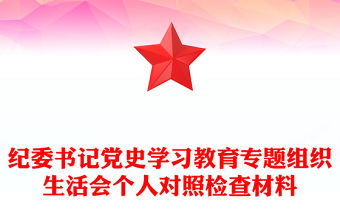 紀委書記黨史學習教育專題組織生活會個人對照檢查材料