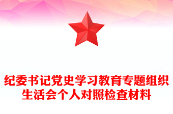紀委書記黨史學習教育專題組織生活會個人對照檢查材料