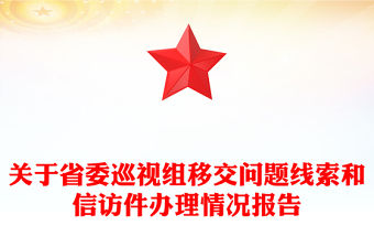 關于省委巡視組移交問題線索和信訪件辦理情況報告
