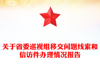 關(guān)于省委巡視組移交問題線索和信訪件辦理情況報告
