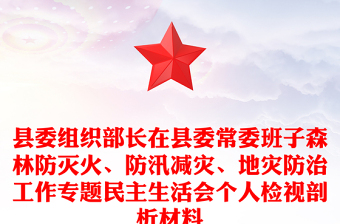 縣委組織部長在縣委常委班子森林防滅火、防汛減災(zāi)、地災(zāi)防治工作專題民主生活會個(gè)人檢視剖析材料
