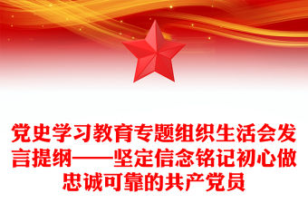 黨史學(xué)習(xí)教育專題組織生活會(huì)發(fā)言提綱——堅(jiān)定信念銘記初心做忠誠(chéng)可靠的共產(chǎn)黨員