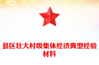 縣區壯大村級集體經濟典型經驗材料