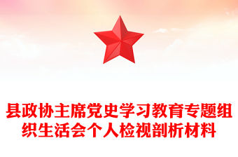縣政協(xié)主席黨史學(xué)習(xí)教育專題組織生活會個人檢視剖析材料