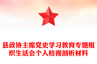 縣政協(xié)主席黨史學習教育專題組織生活會個人檢視剖析材料