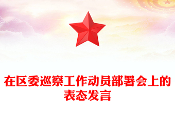 在區(qū)委巡察工作動員部署會上的表態(tài)發(fā)言