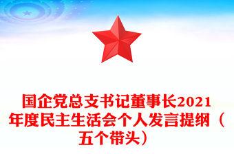 國企黨總支書記董事長2021年度民主生活會個人發言提綱（五個帶頭）
