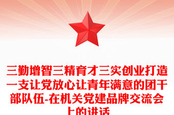 三勤增智三精育才三實(shí)創(chuàng)業(yè)打造一支讓黨放心讓青年滿意的團(tuán)干部隊(duì)伍-在機(jī)關(guān)黨建品牌交流會(huì)上的講話