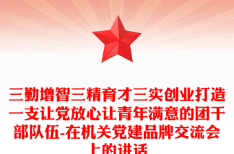 三勤增智三精育才三實(shí)創(chuàng)業(yè)打造一支讓黨放心讓青年滿意的團(tuán)干部隊(duì)伍-在機(jī)關(guān)黨建品牌交流會(huì)上的講話