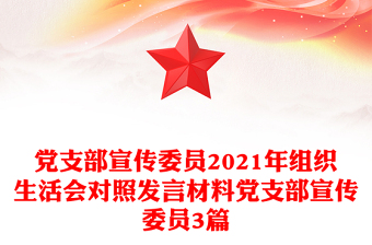 黨支部宣傳委員2021年組織生活會(huì)對(duì)照發(fā)言材料黨支部宣傳委員3篇