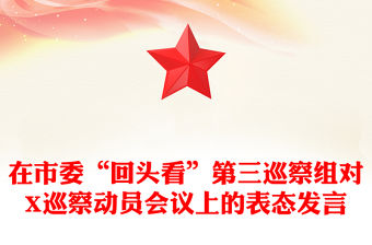 在市委“回頭看”第三巡察組對X巡察動員會議上的表態發言
