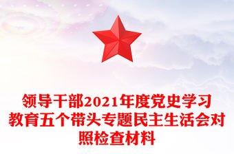 領導干部2021年度黨史學習教育五個帶頭專題民主生活會對照檢查材料