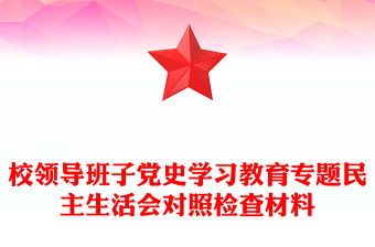 校領導班子黨史學習教育專題民主生活會對照檢查材料