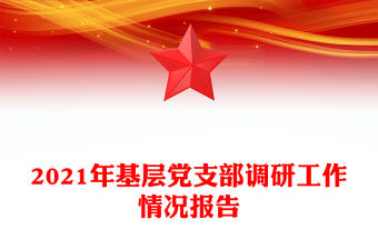 2021年基層黨支部調研工作情況報告