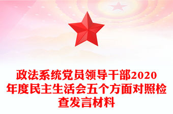政法系統黨員領導干部2020年度民主生活會五個方面對照檢查發言材料