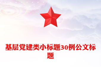 基層黨建類小標題30例公文標題