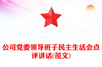公司黨委領(lǐng)導班子民主生活會點評講話(范文)