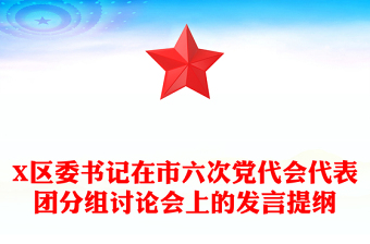 X區(qū)委書記在市六次黨代會代表團(tuán)分組討論會上的發(fā)言提綱