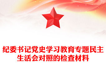 紀委書記黨史學習教育專題民主生活會對照的檢查材料