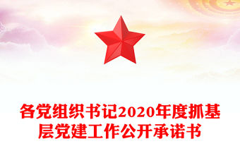 各黨組織書記2020年度抓基層黨建工作公開承諾書