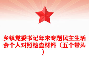 鄉鎮黨委書記年末專題民主生活會個人對照檢查材料（五個帶頭）