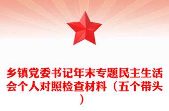 鄉(xiāng)鎮(zhèn)黨委書記年末專題民主生活會(huì)個(gè)人對(duì)照檢查材料(五個(gè)帶頭)