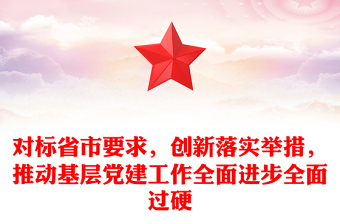 對(duì)標(biāo)省市要求，創(chuàng)新落實(shí)舉措，推動(dòng)基層黨建工作全面進(jìn)步全面過硬