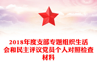 2018年度支部專題組織生活會和民主評議黨員個人對照檢查材料