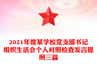 2021年度某學(xué)校黨支部書記組織生活會(huì)個(gè)人對(duì)照檢查發(fā)言提綱三篇