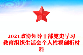 2021政協(xié)領(lǐng)導(dǎo)干部黨史學(xué)習(xí)教育組織生活會個人檢視剖析材料