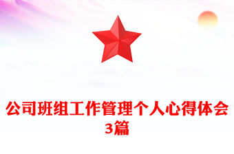 公司班組工作管理個人心得體會3篇