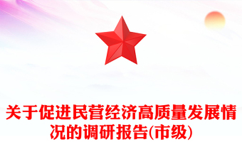 關(guān)于促進(jìn)民營(yíng)經(jīng)濟(jì)高質(zhì)量發(fā)展情況的調(diào)研報(bào)告(市級(jí))