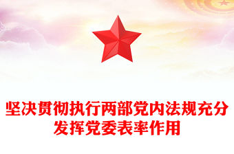 堅決貫徹執行兩部黨內法規充分發揮黨委表率作用