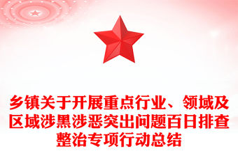 鄉鎮關于開展重點行業、領域及區域涉黑涉惡突出問題百日排查整治專項行動總結