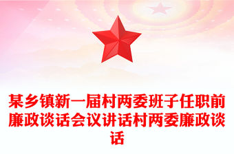 某鄉鎮新一屆村兩委班子任職前廉政談話會議講話村兩委廉政談話
