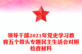 領(lǐng)導(dǎo)干部2021年黨史學(xué)習(xí)教育五個(gè)帶頭專題民主生活會(huì)對(duì)照檢查材料