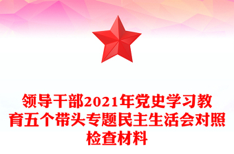 領(lǐng)導(dǎo)干部2021年黨史學(xué)習(xí)教育五個(gè)帶頭專題民主生活會(huì)對(duì)照檢查材料
