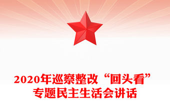 2020年巡察整改“回頭看”專題民主生活會講話