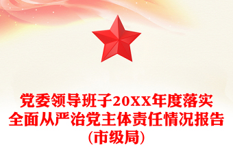 黨委領導班子20XX年度落實全面從嚴治黨主體責任情況報告(市級局)