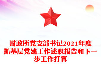 財政所黨支部書記2021年度抓基層黨建工作述職報告和下一步工作打算