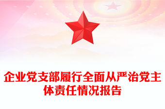 企業黨支部履行全面從嚴治黨主體責任情況報告
