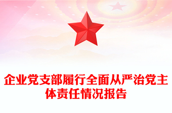 企業(yè)黨支部履行全面從嚴治黨主體責任情況報告