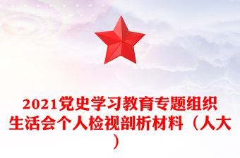 2021黨史學習教育專題組織生活會個人檢視剖析材料(人大)