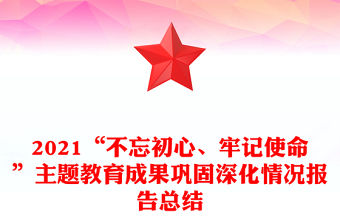 2021“不忘初心、牢記使命”主題教育成果鞏固深化情況報告總結(jié)