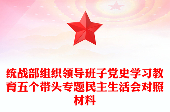 統(tǒng)戰(zhàn)部組織領導班子黨史學習教育五個帶頭專題民主生活會對照材料
