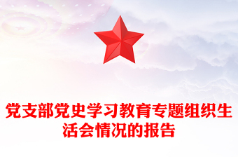 黨支部黨史學(xué)習(xí)教育專(zhuān)題組織生活會(huì)情況的報(bào)告