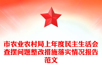 市農業農村局上年度民主生活會查擺問題整改措施落實情況報告范文